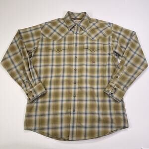 Miller Ranch‎ Pearl Snap Shirt Mens Medium Plaid Western Yoke Cowboy Long Sleeve